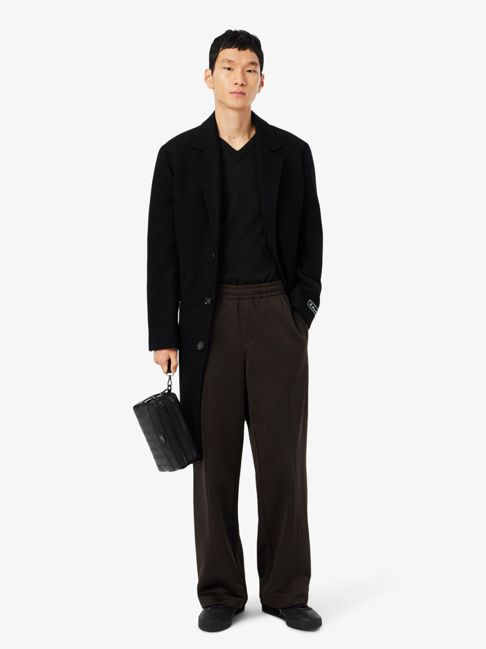 LACOSTE Merino Wool Monochrome V Neck Sweater Black - MAISONDEFASHION.COM