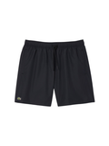 LACOSTE Mid Length Monochrome Swim Trunks Black - MAISONDEFASHION.COM