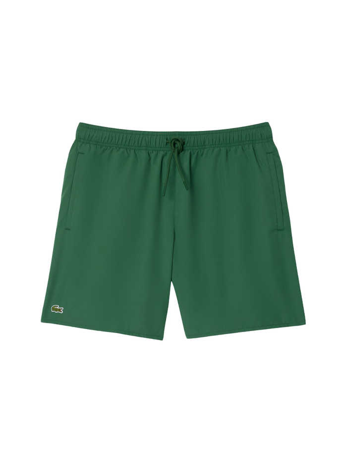 LACOSTE Mid Length Monochrome Swim Trunks Green - MAISONDEFASHION.COM