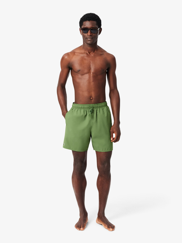 LACOSTE Mid Length Monochrome Swim Trunks Green
