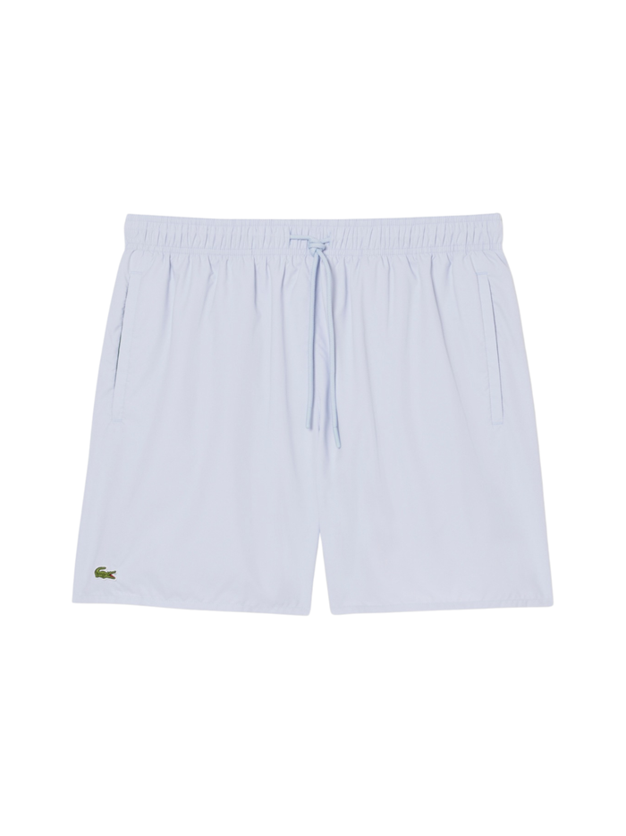 LACOSTE Mid Length Monochrome Swim Trunks Light Blue