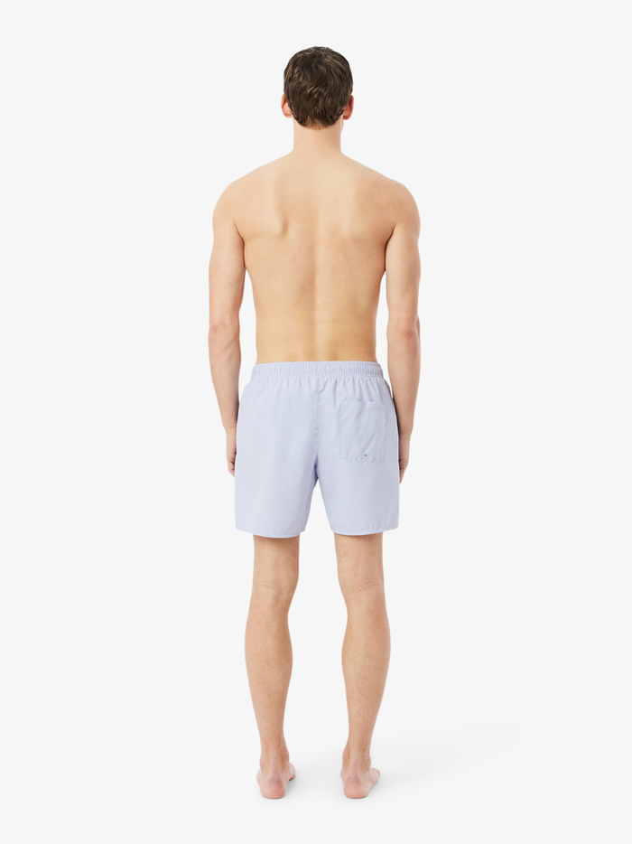 LACOSTE Mid Length Monochrome Swim Trunks Light Blue