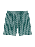 LACOSTE Mid Length Monogram Print Swim Trunks Green
