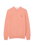 LACOSTE Monochrome Crew Neck Cotton Sweater Coral Pink - MAISONDEFASHION.COM