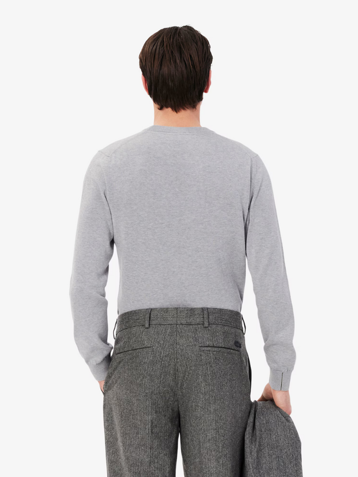 LACOSTE Monochrome Sweater Grey - Flat lay styling shot showing overall garment shape and proportions