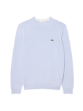 LACOSTE Monochrome Crew Neck Cotton Sweater Light Blue - MAISONDEFASHION.COM