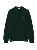 LACOSTE Monochrome Crew Neck Cotton Sweater Sinople Green - MAISONDEFASHION.COM