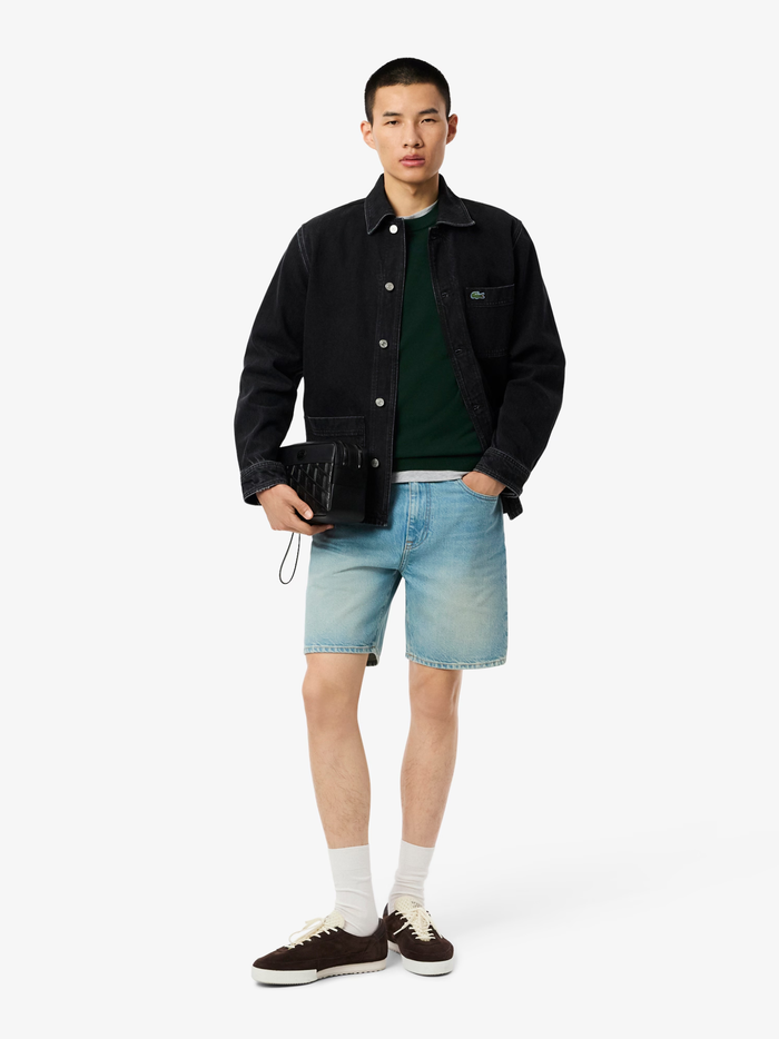 LACOSTE Monochrome Crew Neck Cotton Sweater Sinople Green - MAISONDEFASHION.COM