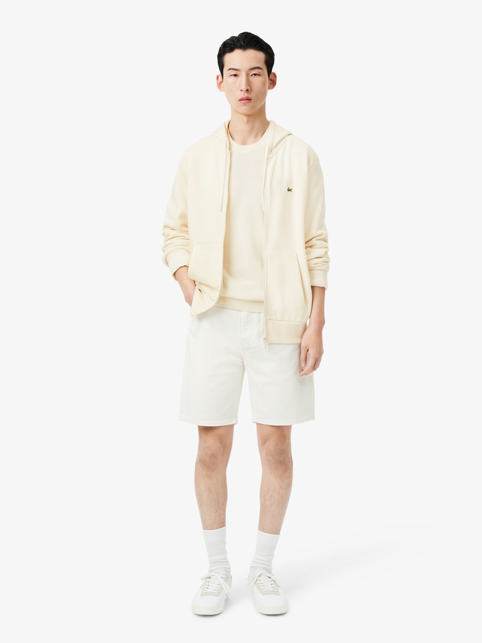 LACOSTE Monochrome Crew Neck Cotton Sweater White - MAISONDEFASHION.COM