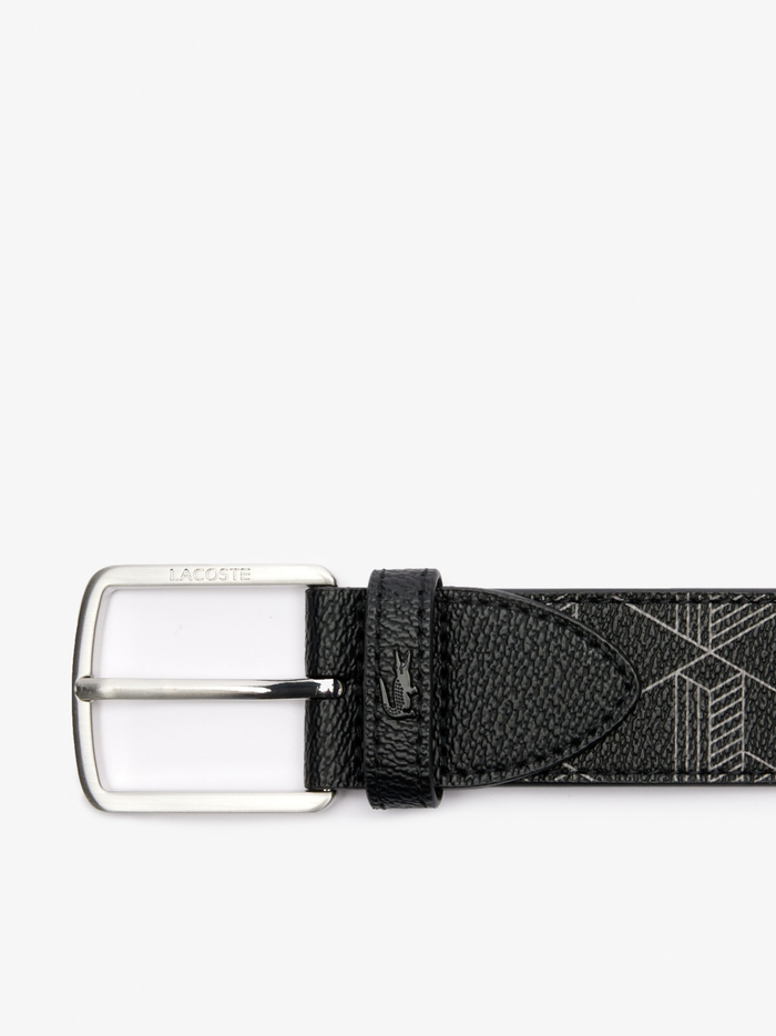 LACOSTE Monogram Belt Black - MAISONDEFASHION.COM