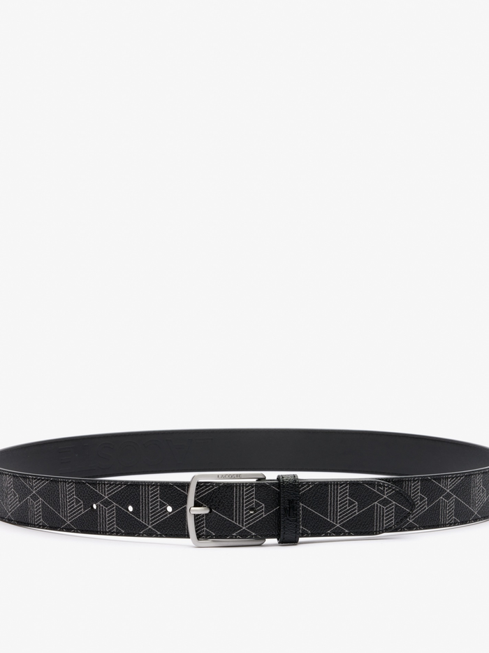 LACOSTE Monogram Belt Black - MAISONDEFASHION.COM