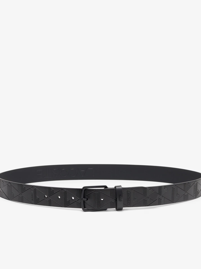 LACOSTE Monogram Leather Belt Black - MAISONDEFASHION.COM
