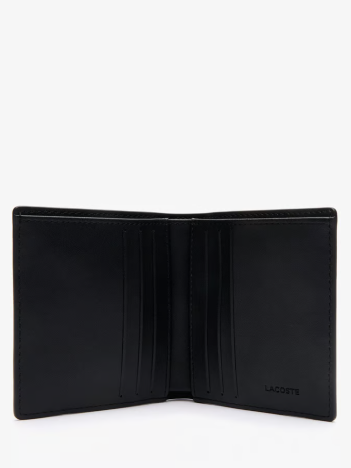 LACOSTE Monogram Leather Billfold Black - MAISONDEFASHION.COM