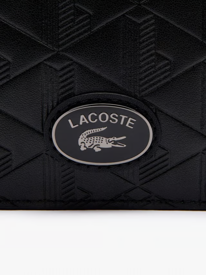 LACOSTE Monogram Leather Billfold Black - MAISONDEFASHION.COM