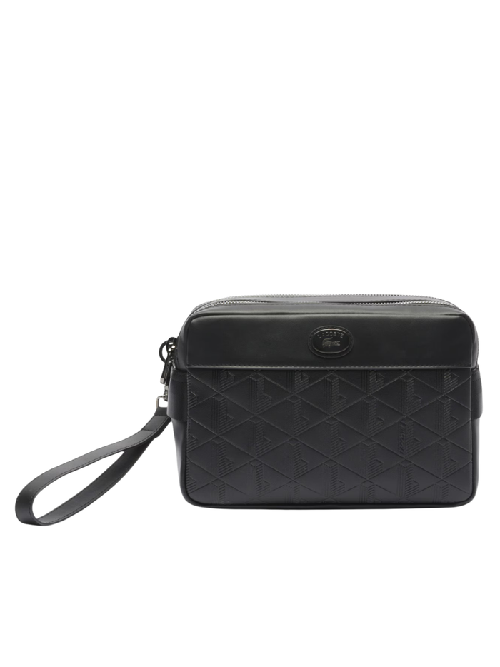 LACOSTE Monogram Leather Clutch Black - MAISONDEFASHION.COM