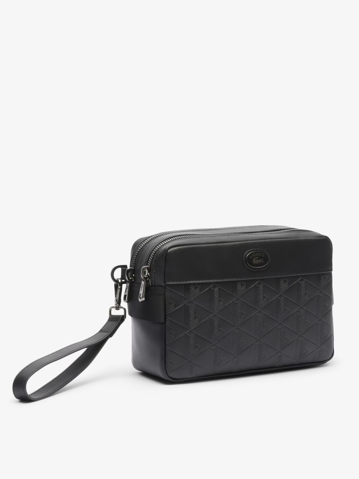 LACOSTE Monogram Leather Clutch Black - MAISONDEFASHION.COM