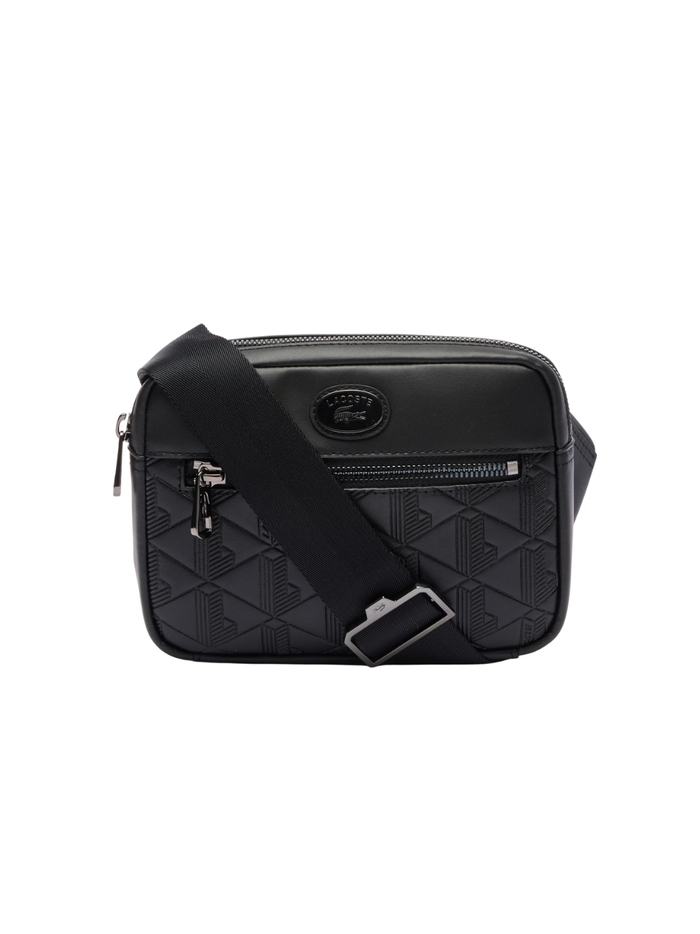 LACOSTE Monogram Reporter Bag Black - MAISONDEFASHION.COM