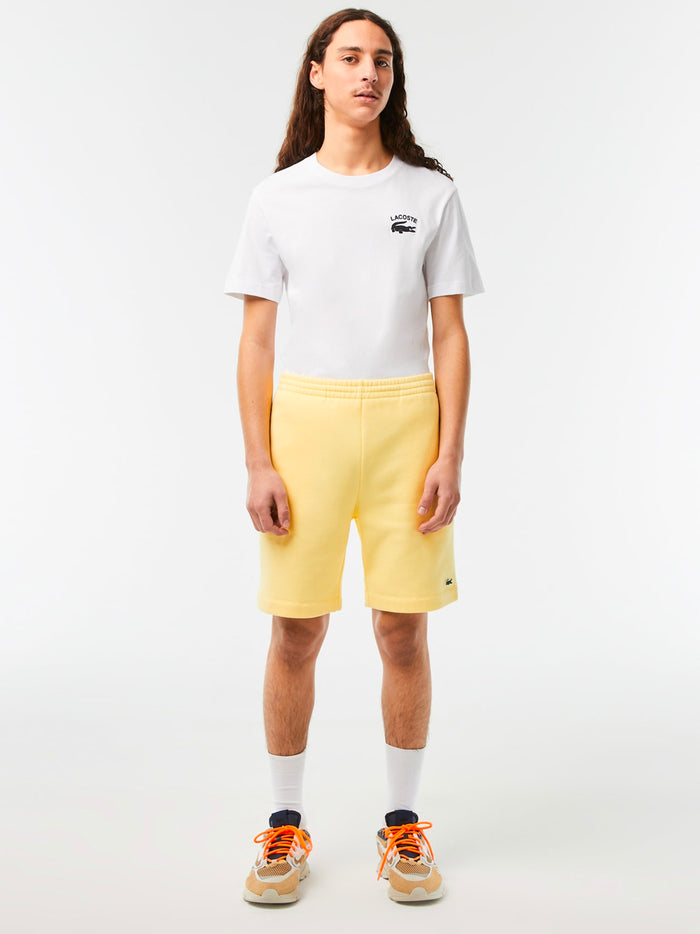LACOSTE MEN Organic Brushed Cotton Fleece Jogger Shorts Yellow - MAISONDEFASHION.COM