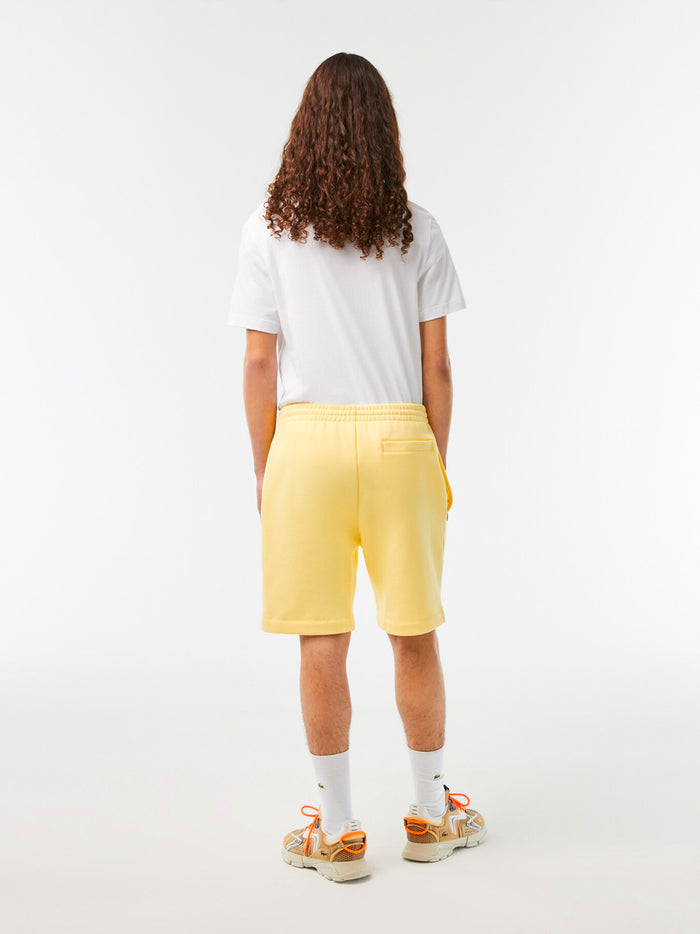 LACOSTE MEN Organic Brushed Cotton Fleece Jogger Shorts Yellow - MAISONDEFASHION.COM