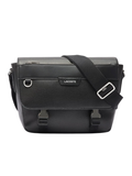 LACOSTE Ossian Flap Close Leather Satchel Black - MAISONDEFASHION.COM