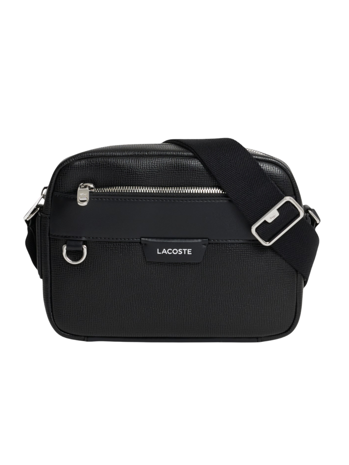 LACOSTE Ossian Leather Reporter Bag Black - MAISONDEFASHION.COM