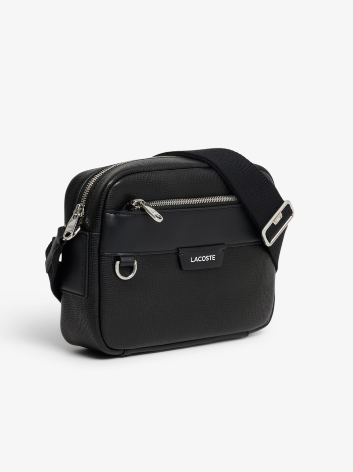 LACOSTE Ossian Leather Reporter Bag Black - MAISONDEFASHION.COM