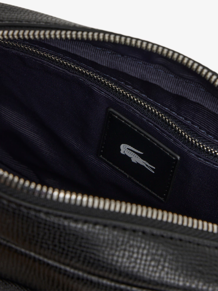 LACOSTE Ossian Leather Reporter Bag Black - MAISONDEFASHION.COM