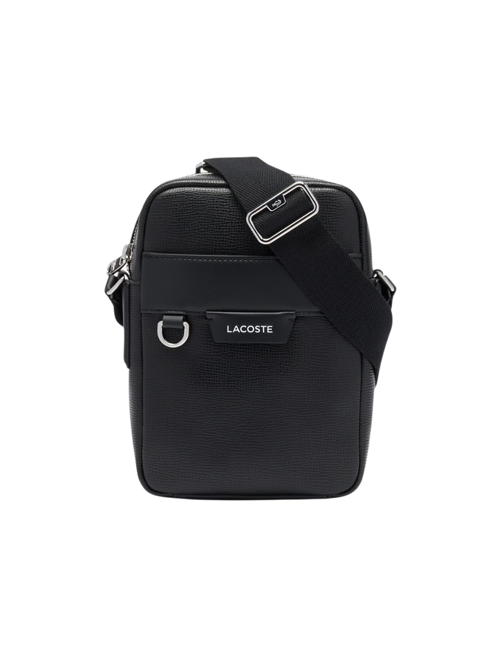 LACOSTE Ossian Leather Satchel Black - MAISONDEFASHION.COM