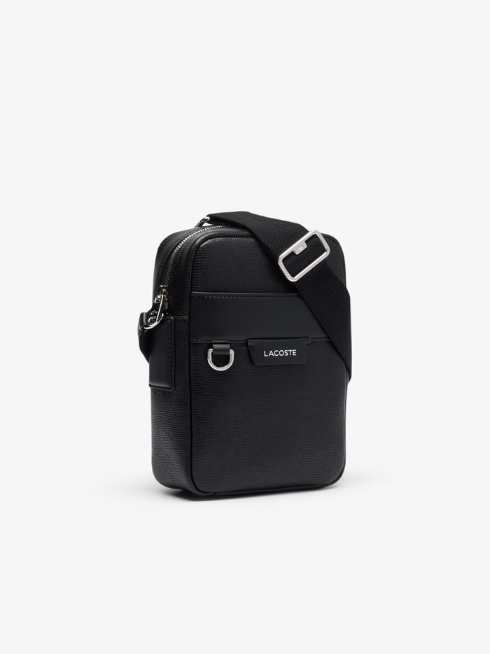 LACOSTE Ossian Leather Satchel Black - MAISONDEFASHION.COM