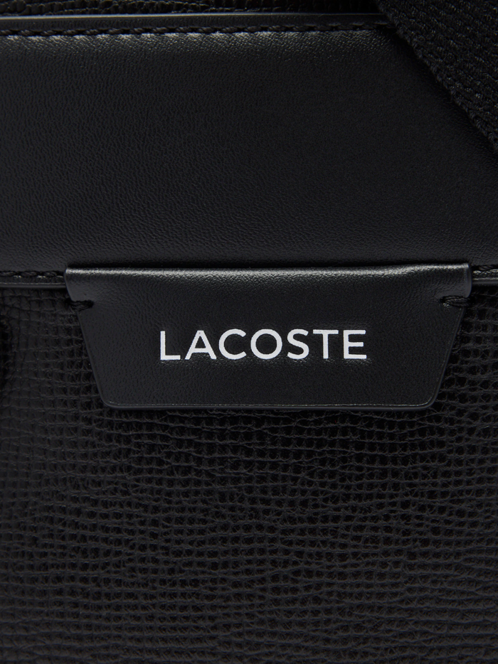 LACOSTE Ossian Leather Satchel Black - MAISONDEFASHION.COM