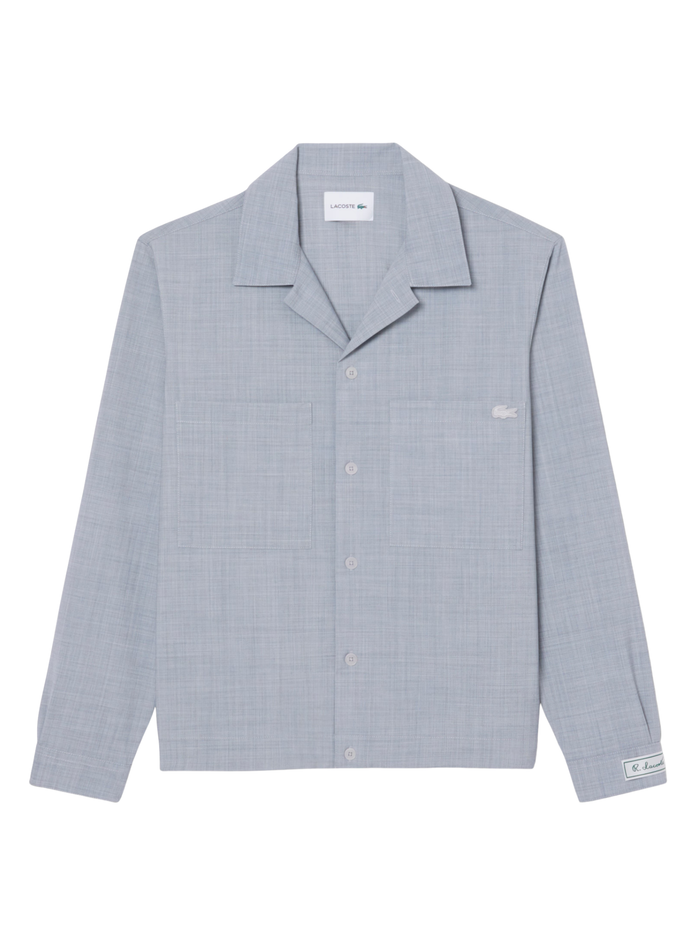 LACOSTE Oversized Wool Blend Overshirt Light Grey - MAISONDEFASHION.COM