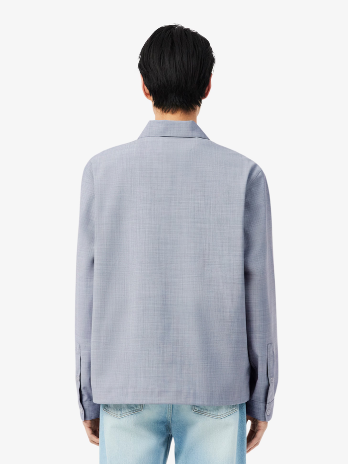 LACOSTE Oversized Wool Blend Overshirt Light Grey - MAISONDEFASHION.COM