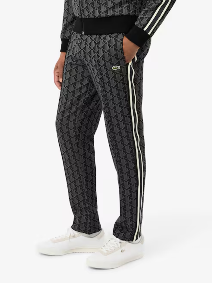 LACOSTE Paris Monogram Sweatpants Black/Grey - MAISONDEFASHION.COM