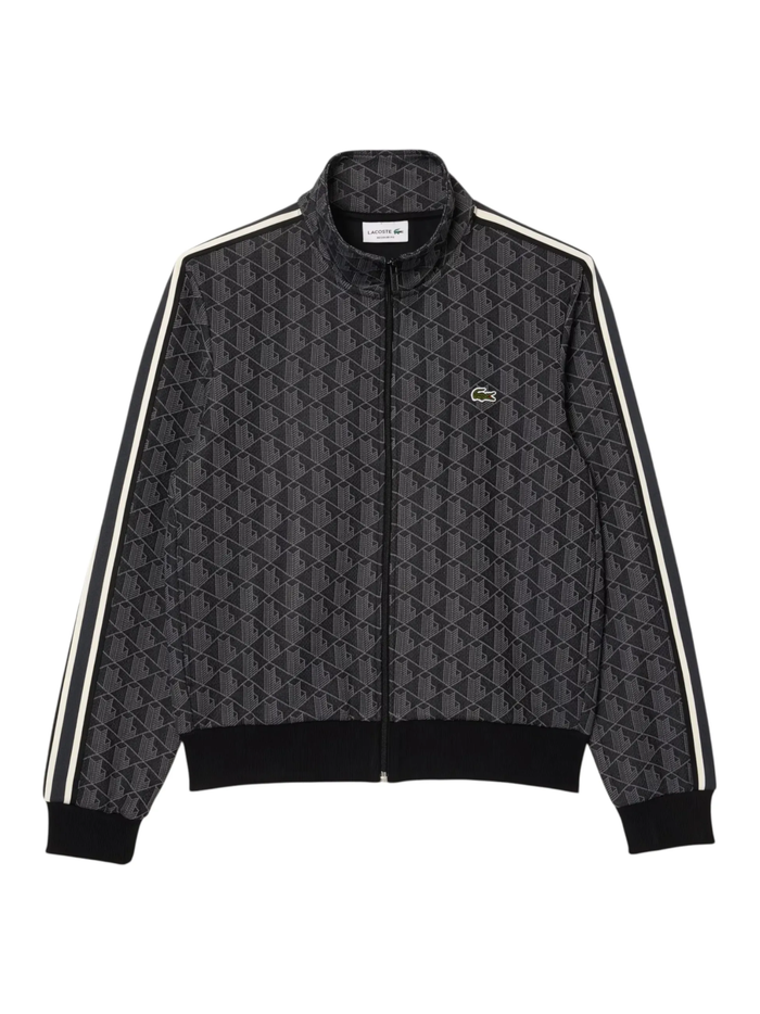 LACOSTE Paris Zip-Up Jacquard Track Jacket Black - MAISONDEFASHION.COM