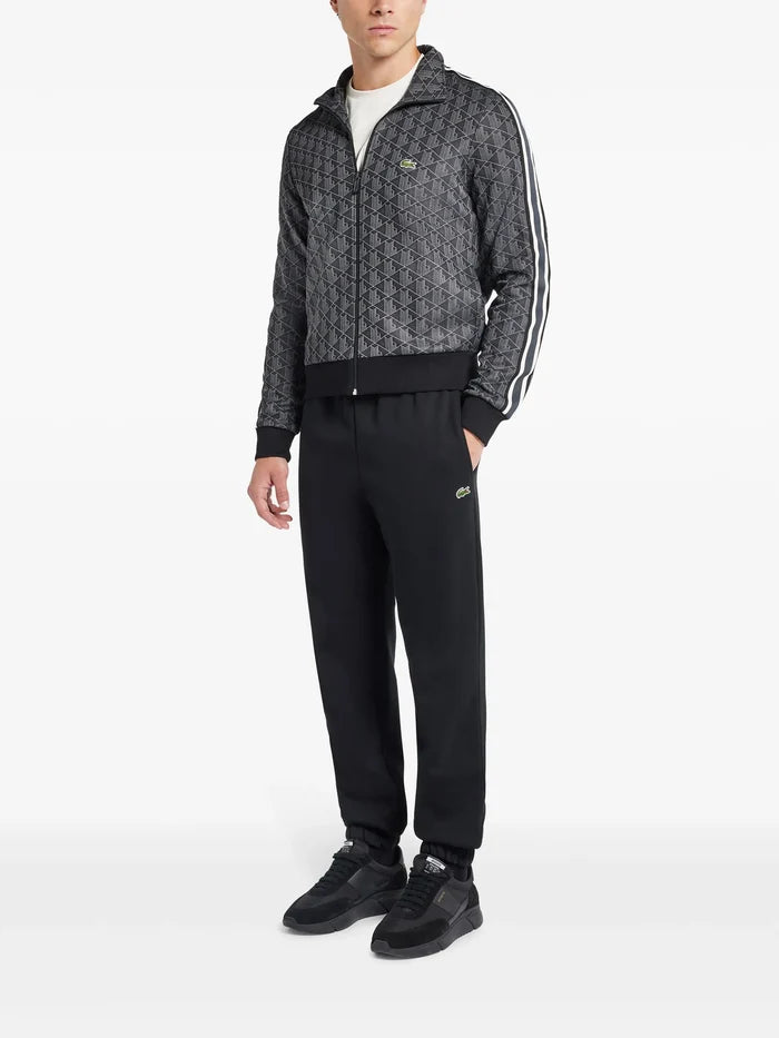 LACOSTE Paris Zip-Up Jacquard Track Jacket Black - MAISONDEFASHION.COM