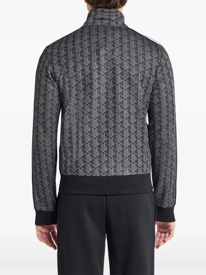 LACOSTE Paris Zip-Up Jacquard Track Jacket Black - MAISONDEFASHION.COM