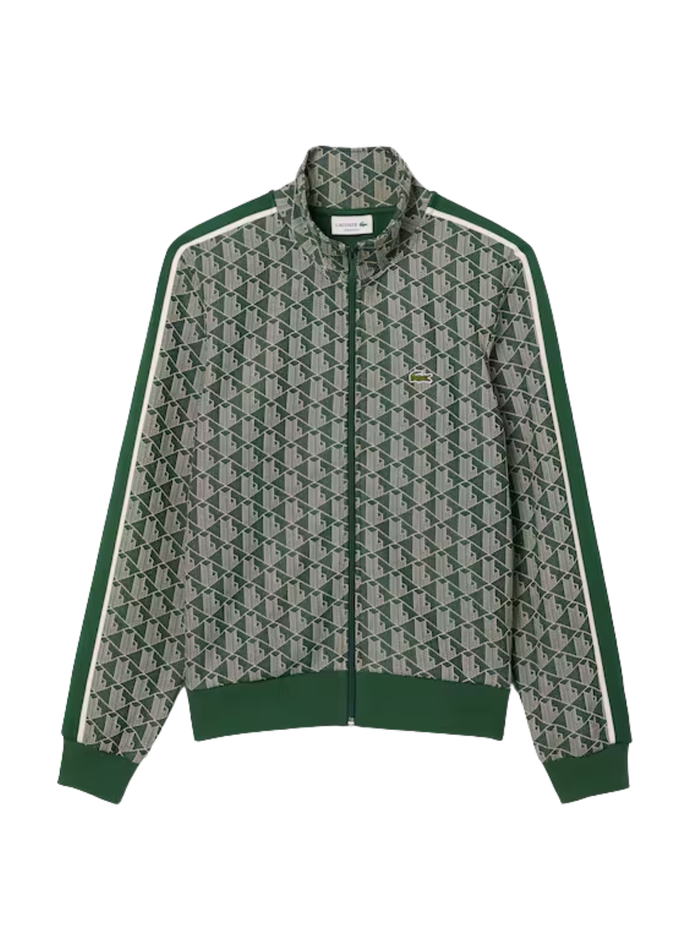 LACOSTE Paris Zip-Up Jacquard Track Jacket Green - MAISONDEFASHION.COM