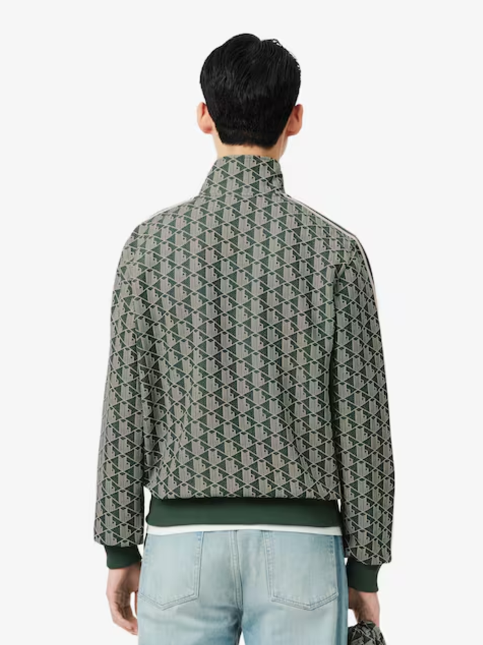 LACOSTE Paris Zip-Up Jacquard Track Jacket Green - MAISONDEFASHION.COM