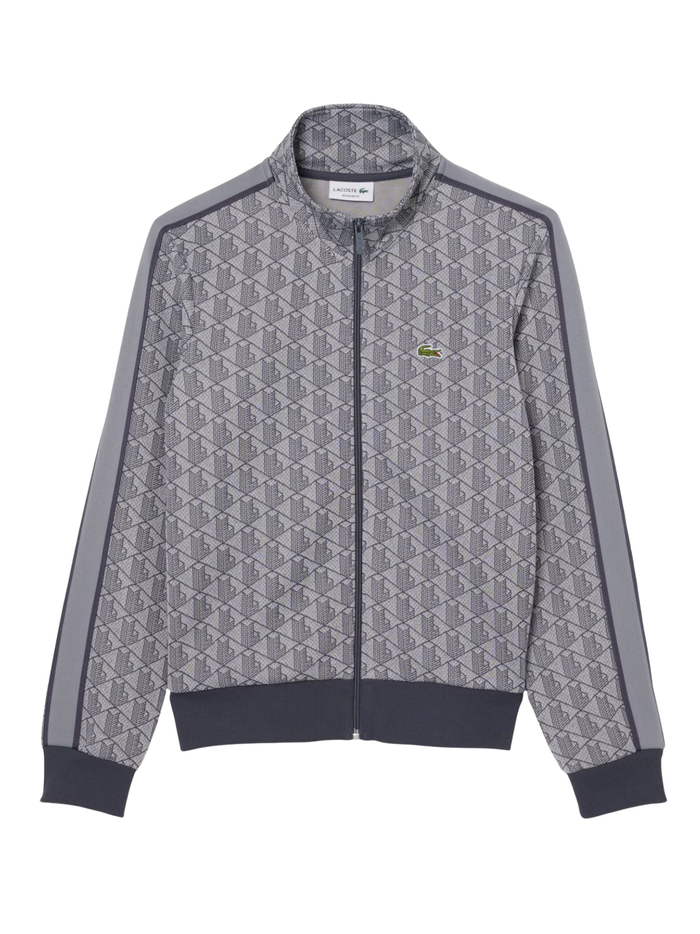 LACOSTE Paris Zip-Up Jacquard Track Jacket Grey