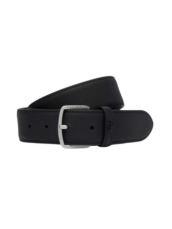 LACOSTE Petit Piqué Belt Black - MAISONDEFASHION.COM