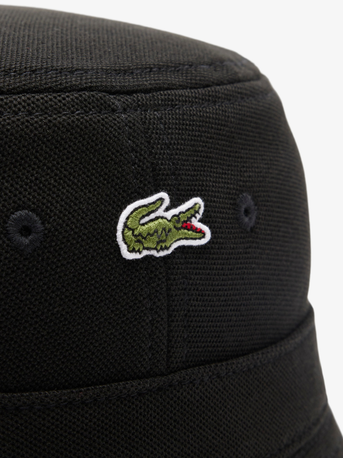 LACOSTE Piqué Bucket Hat Black - MAISONDEFASHION.COM