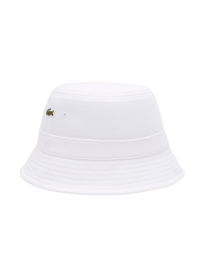 LACOSTE Piqué Bucket Hat White - MAISONDEFASHION.COM