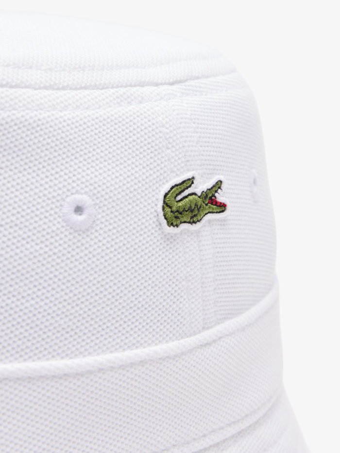 LACOSTE Piqué Bucket Hat White - MAISONDEFASHION.COM