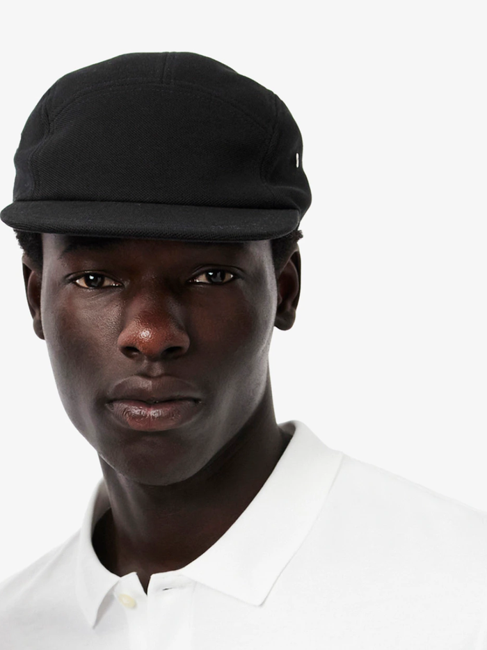 LACOSTE Piqué Jockey Cap Black - MAISONDEFASHION.COM