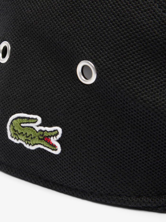LACOSTE Piqué Jockey Cap Black - MAISONDEFASHION.COM