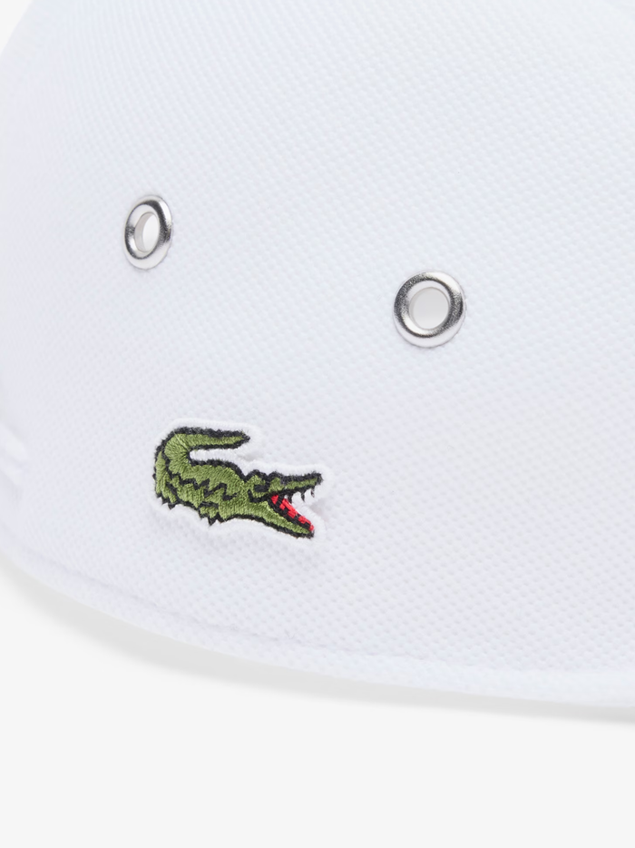 LACOSTE Piqué Jockey Cap White - MAISONDEFASHION.COM