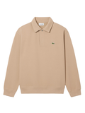 LACOSTE Polo Collar Piqué Sweatshirt Beige