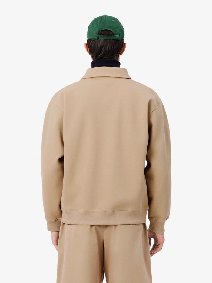 LACOSTE Polo Collar Piqué Sweatshirt Beige