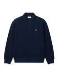 LACOSTE Polo Collar Piqué Sweatshirt Navy Blue