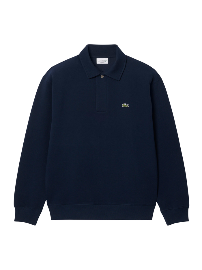 LACOSTE Polo Collar Piqué Sweatshirt Navy Blue